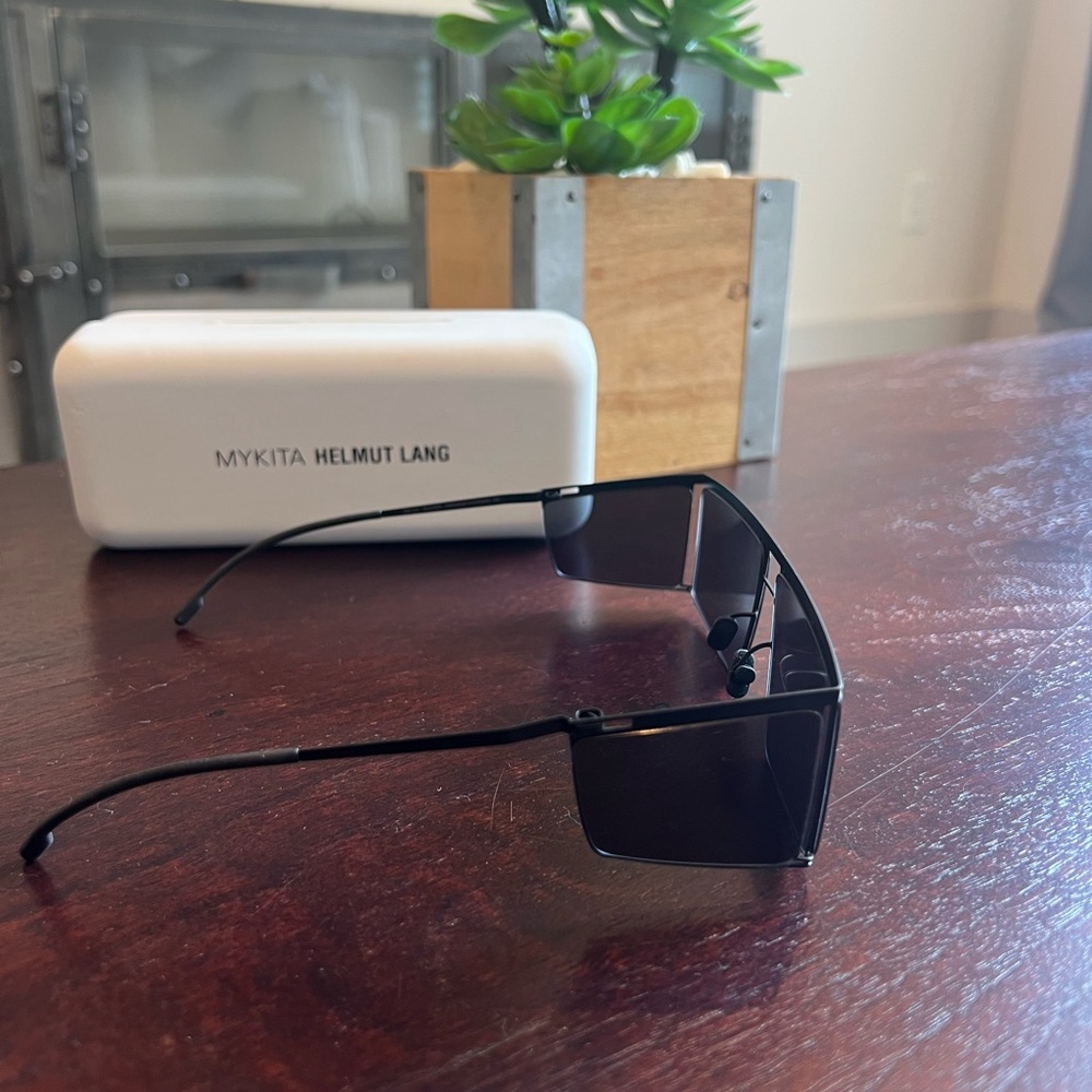 Mykita x Helmut Lang Rectangular Shield Sunglasses Black Minimalist Germany - Picture 2 of 7